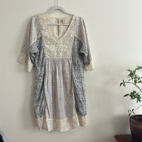 Sundance Short and Sweet Dress Lace Crochet Patchwork Floral Boho mix pattern S - Picture 2 of 7